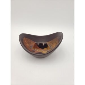 Vintage Haeger Pottery Ashtray 2109 Earth Wrap Glaze MCM Design Brown 5.75"